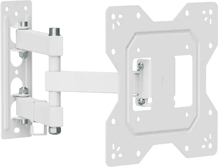 Кронштейн настенный KIVI Motion-223W с наклоном и поворотом для экранов 23-43 дюйма, белый, нагрузка до 30 кг, VESA 100x100 200x200, наклон +3/-10, поворот 90