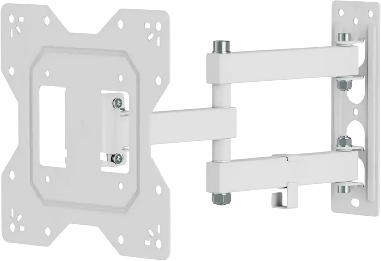 Кронштейн настенный KIVI Motion-223W с наклоном и поворотом для экранов 23-43 дюйма, белый, нагрузка до 30 кг, VESA 100x100 200x200, наклон +3/-10, поворот 90
