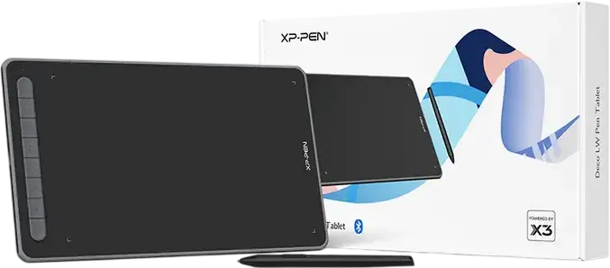Tableta Grafica XP-Pen Deco LW, Stylus X3 Elite fara Baterie, 8192 Nivele Presiune, Inclinare 60 Grade, 8 Taste Programabile, Bluetooth 5.0, 254x153mm