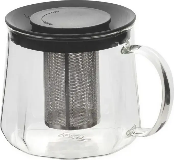 RESTO 90515 Glass Teapot with Stainless Steel Mesh Infuser, 1L Transparent Tea Pot for Loose Leaf Tea, Dishwasher Safe, Gift Box Packaging
