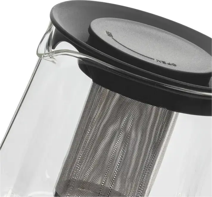 RESTO 90515 Glass Teapot with Stainless Steel Mesh Infuser, 1L Transparent Tea Pot for Loose Leaf Tea, Dishwasher Safe, Gift Box Packaging