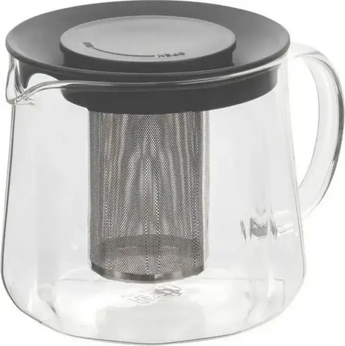 RESTO 90515 Glass Teapot with Stainless Steel Mesh Infuser, 1L Transparent Tea Pot for Loose Leaf Tea, Dishwasher Safe, Gift Box Packaging
