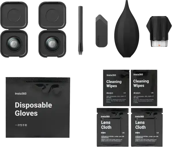 Insta360 X5 Replacement Lens Kit, Double Lens Protector Set with Removal Tool, Cleaning Kit and Storage Cases for Insta360 X5 Action Camera, Black