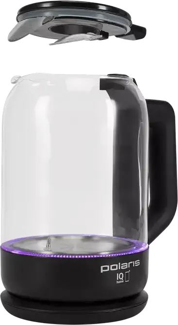 Polaris PWK1712CGLD Wi-Fi Smart Electric Glass Kettle, 1.5L, 2150W, IQ Home App Control, 5 Temperature Presets, Keep Warm, Dry Boil Protection, Black
