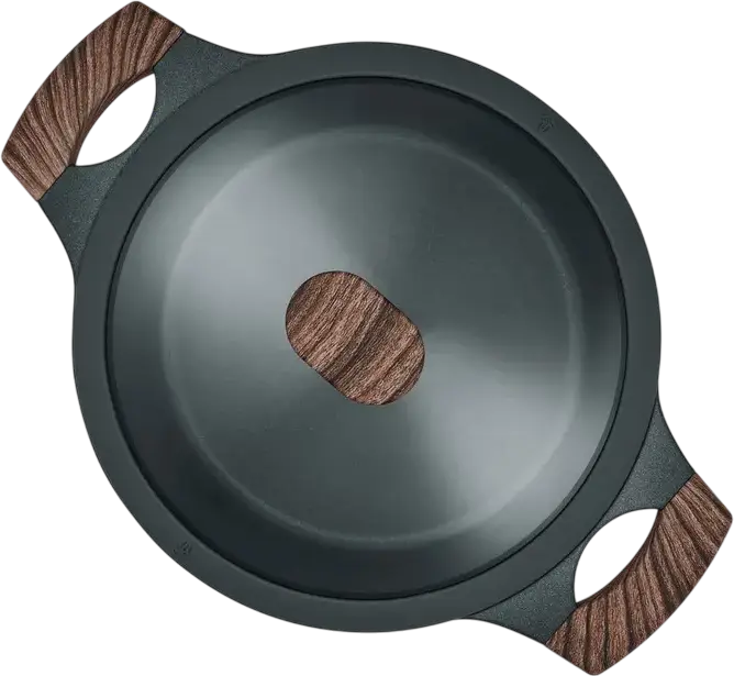 Oală RESTO 93903 RAN cu capac de sticlă, 4.2L, 24cm, Aluminiu cu strat neadereant PFLUON, Negru, compatibilă cu plite gaz, electrice și vitroceramice