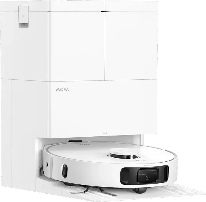 Mova E50 Pro Ultra Robot Vacuum and Mop, 30000 Pa Suction, LDS 360 Navigation, Hot Water Mop Washing, MaxiReach Edge Cleaning, HEPA Filter, White