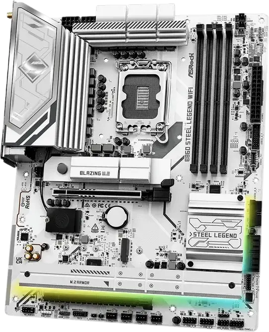 Placa de baza ASRock B860 Steel Legend WiFi ATX LGA1851 Intel B860 DDR5 8666+MHz PCIe 5.0 Blazing M.2 Thunderbolt 4 Wi-Fi 6E Bluetooth 5.3