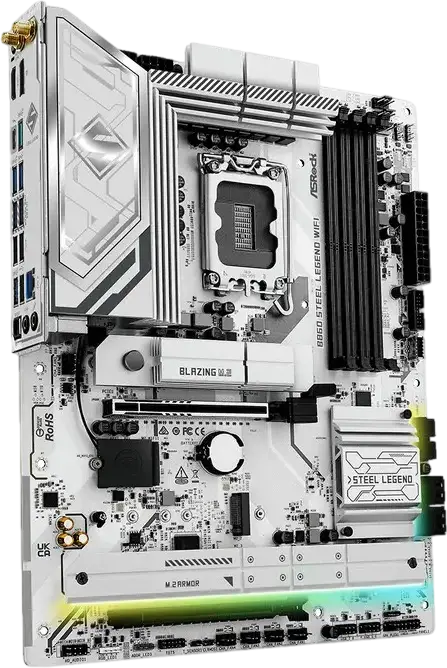 Placa de baza ASRock B860 Steel Legend WiFi ATX LGA1851 Intel B860 DDR5 8666+MHz PCIe 5.0 Blazing M.2 Thunderbolt 4 Wi-Fi 6E Bluetooth 5.3