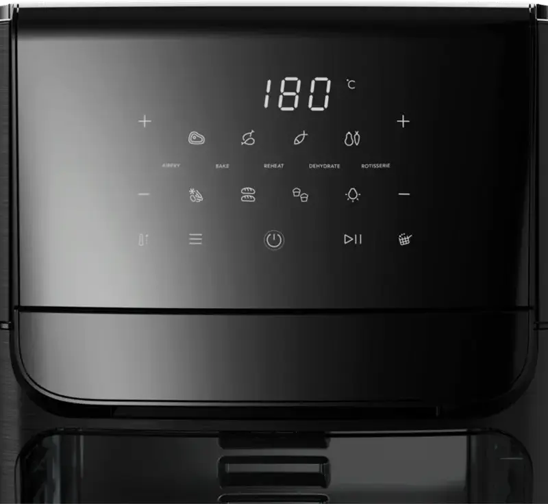 Frigătoare cu aer cald Electrolux EAF12B Seria 800, Cuptor Air Fryer 12L, 1800W, Negru, Înveliș Antiaderent, Rotiserie, Coapte, Deshidratare, Ușă de Sticlă
