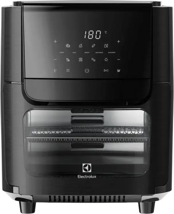 Frigătoare cu aer cald Electrolux EAF12B Seria 800, Cuptor Air Fryer 12L, 1800W, Negru, Înveliș Antiaderent, Rotiserie, Coapte, Deshidratare, Ușă de Sticlă