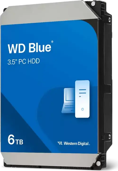 Western Digital WD Blue 6TB HDD WD60EZAX, 3.5-inch SATA 6Gb/s, 5400 RPM, 256MB Cache, CMR Recording Technology, Internal PC Hard Drive