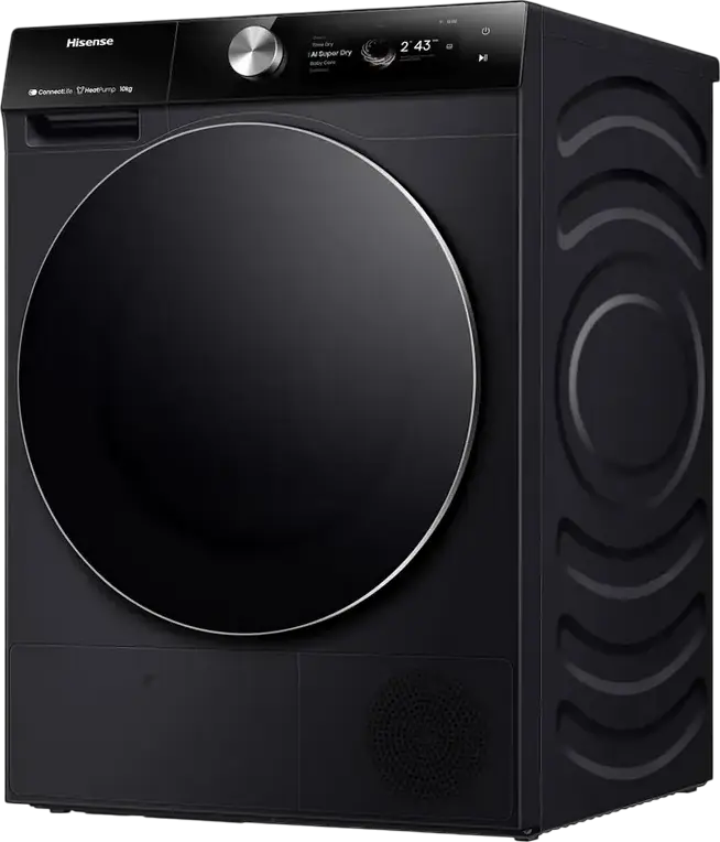 Hisense DH7S107BB Heat Pump Tumble Dryer, 10kg Capacity, Energy Class C, Black, Wi-Fi ConnectLife, AI Super Dry, Inverter Motor, Touch Screen