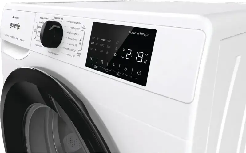 Gorenje WPNEI84A1SWIFI Front-Loading Washing Machine, 8kg, Inverter PowerDrive Motor, WaveActive Drum, SteamTech, ConnectLife Wi-Fi, 1400 rpm, White
