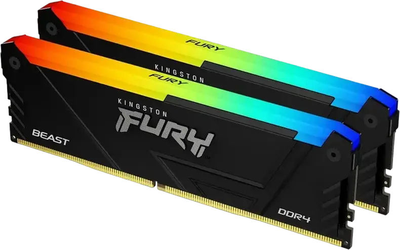 Kingston FURY Beast RGB DDR4 64GB (2x32GB) 3600MHz PC4-28800 CL18 RAM Kit KF436C18BB2AK2/64, Intel XMP 2.0, AMD Ryzen Ready, Black