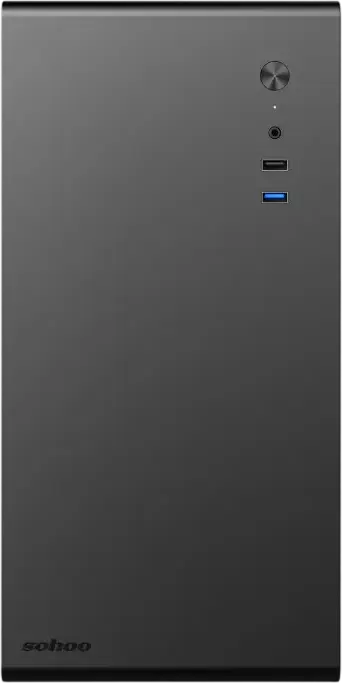 Carcasa Sohoo 6519BK Micro-ATX Mini Tower, Sasiu Metal SPCC/SGCC, Suport Micro-ATX/Mini-ITX, 1x 3.5" HDD, 2x 2.5" SSD, Dimensiuni 343x173x353mm, Negru