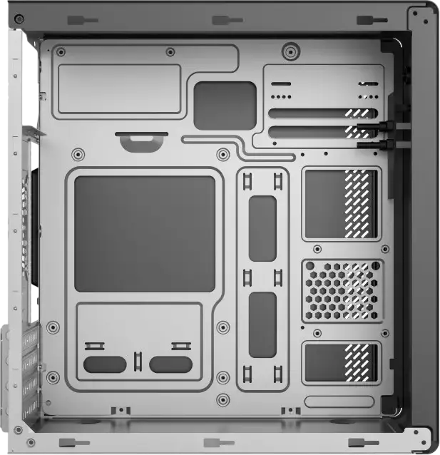 Carcasa Sohoo 6519BK Micro-ATX Mini Tower, Sasiu Metal SPCC/SGCC, Suport Micro-ATX/Mini-ITX, 1x 3.5" HDD, 2x 2.5" SSD, Dimensiuni 343x173x353mm, Negru