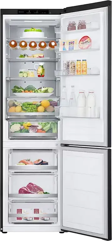 LG GBV7280DEV Freestanding Combi Refrigerator, No Frost, 387L Net Volume, Bottom Freezer, Smart Inverter Compressor, DoorCooling+, Black, 203x59.5x68.2 cm