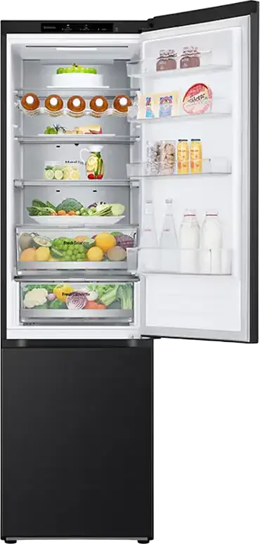 LG GBV7280DEV Freestanding Combi Refrigerator, No Frost, 387L Net Volume, Bottom Freezer, Smart Inverter Compressor, DoorCooling+, Black, 203x59.5x68.2 cm