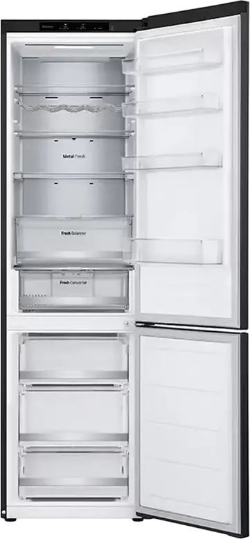 LG GBV7280DEV Freestanding Combi Refrigerator, No Frost, 387L Net Volume, Bottom Freezer, Smart Inverter Compressor, DoorCooling+, Black, 203x59.5x68.2 cm