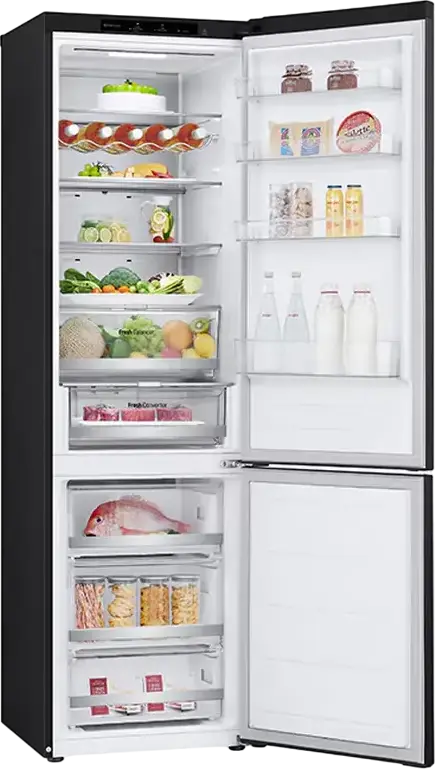 LG GBV7280DEV Freestanding Combi Refrigerator, No Frost, 387L Net Volume, Bottom Freezer, Smart Inverter Compressor, DoorCooling+, Black, 203x59.5x68.2 cm