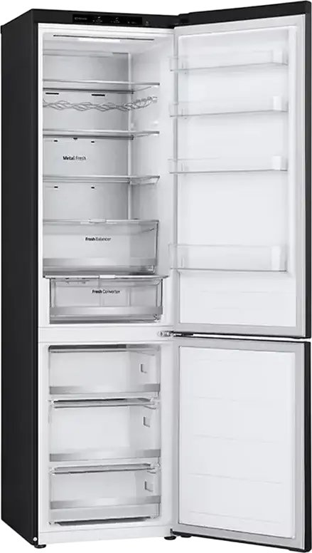 LG GBV7280DEV Freestanding Combi Refrigerator, No Frost, 387L Net Volume, Bottom Freezer, Smart Inverter Compressor, DoorCooling+, Black, 203x59.5x68.2 cm