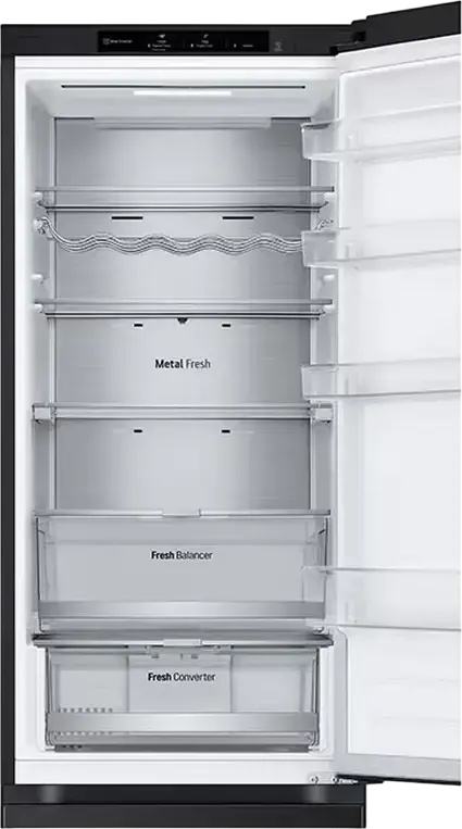 LG GBV7280DEV Freestanding Combi Refrigerator, No Frost, 387L Net Volume, Bottom Freezer, Smart Inverter Compressor, DoorCooling+, Black, 203x59.5x68.2 cm