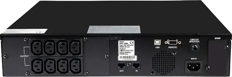 PCM SPR-3000 Line-Interactive UPS 3000VA Tower/Rackmount Uninterruptible Power Supply, 9x IEC C13/C19 Outlets, LCD Display, USB & Remote Port, Black