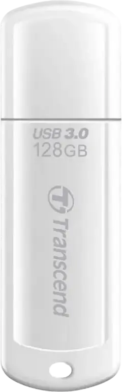 Stick USB Transcend JetFlash 730 128 GB USB 3.1 Gen 1, Interfață USB Type-A, Viteza de Citire până la 90MB/s, Corp de Plastic Alb cu Capac, Software Transcend Elite