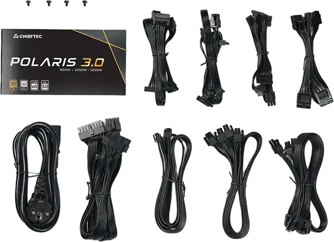 Sursă Alimentare Chieftec Polaris 3.0 PPS-1050FC-A3 1050W, ATX 3.1 PCIe Gen 5 12VHPWR, 80 PLUS Gold, Fully Modular, Condensatori Japonezi, Negru