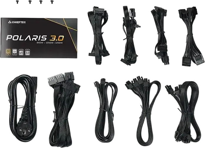Sursă Alimentare Chieftec Polaris 3.0 PPS-1050FC-A3 1050W, ATX 3.1 PCIe Gen 5 12VHPWR, 80 PLUS Gold, Fully Modular, Condensatori Japonezi, Negru