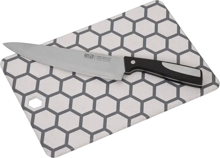 RESTO 95401 SHAM Plastic Cutting Board, Beige, Knife-Friendly Surface, Dishwasher Safe, 20 x 13.8 x 0.8 cm