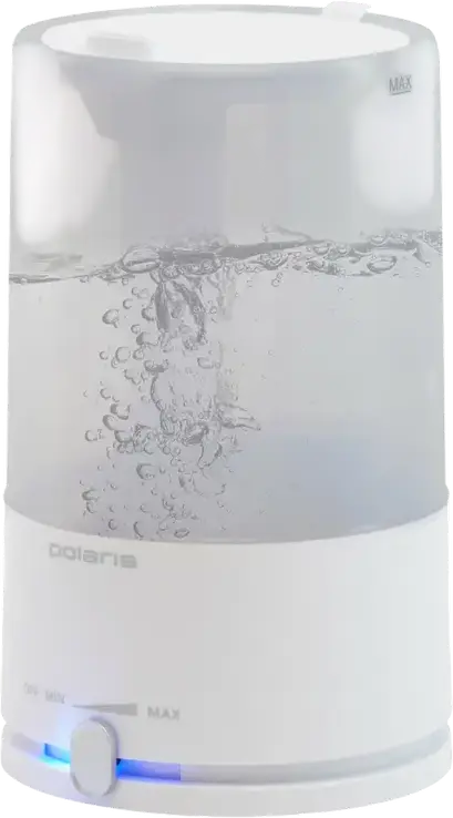 Umidificator de aer ultrasonic Polaris PUH 7605, rezervor apa 4.5L, consum 350 ml/h, acoperire 45 m2, control mecanic, plastic ABS alb