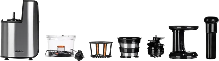 Ardesto JEG-1330S Slow Masticating Juicer, 200W, 90 rpm, Stainless Steel & Polycarbonate, 0.6L Containers, Reverse Function, Silver/Black
