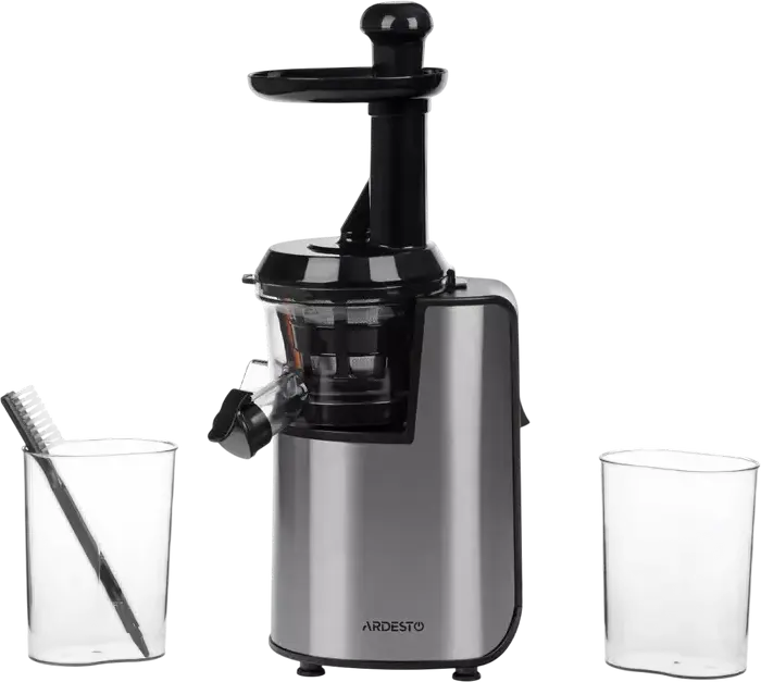 Ardesto JEG-1330S Slow Masticating Juicer, 200W, 90 rpm, Stainless Steel & Polycarbonate, 0.6L Containers, Reverse Function, Silver/Black