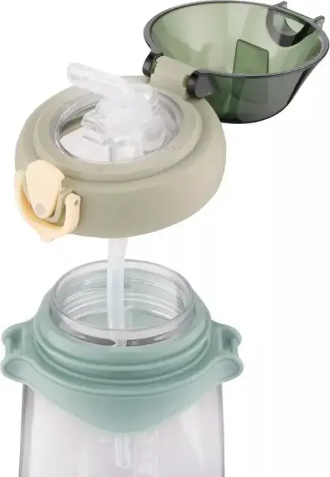 Ardesto AR2250PO Octopus Kids Water Bottle, 500ml Plastic Bottle with Latch-Lock Lid, Drinking Valve, Measuring Scale and Carrying Strap, Green