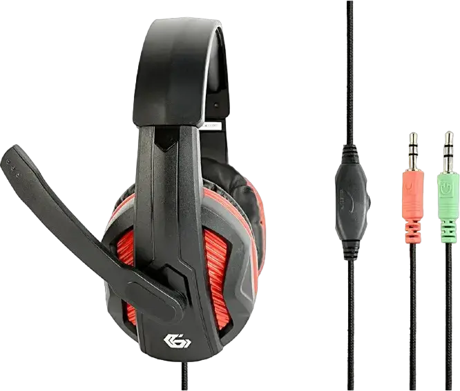 Gembird GHS-03 Gaming Headset, Over-Ear Semi-Open Dynamic 40mm Drivers, Omnidirectional Microphone, Volume Control, 2m Cable, Black/Red, for PC and Laptop