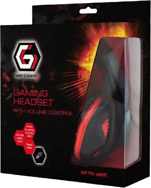 Gembird GHS-03 Gaming Headset, Over-Ear Semi-Open Dynamic 40mm Drivers, Omnidirectional Microphone, Volume Control, 2m Cable, Black/Red, for PC and Laptop