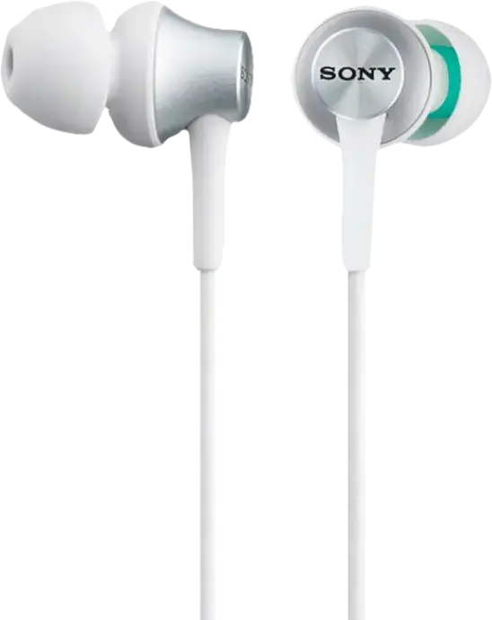Sony MDR-EX110AP In-Ear Headphones with Built-in Microphone, 9mm Neodymium Dynamic Driver, 5-24,000 Hz Frequency Response, 3.5 mm Mini-jack Gold-Plated L-Shaped Plug, White