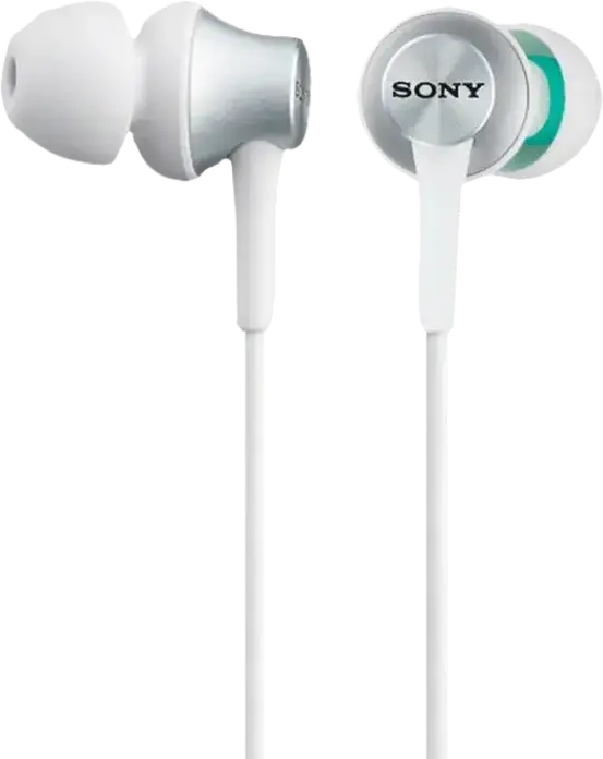 Sony MDR-EX110AP In-Ear Headphones with Built-in Microphone, 9mm Neodymium Dynamic Driver, 5-24,000 Hz Frequency Response, 3.5 mm Mini-jack Gold-Plated L-Shaped Plug, White
