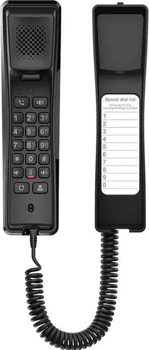 Fanvil H2U Compact IP Phone, 2 SIP Lines, 10 Speed Dial Keys, HD Audio, PoE, Desktop/Wall Mount, Black - Without Power Supply