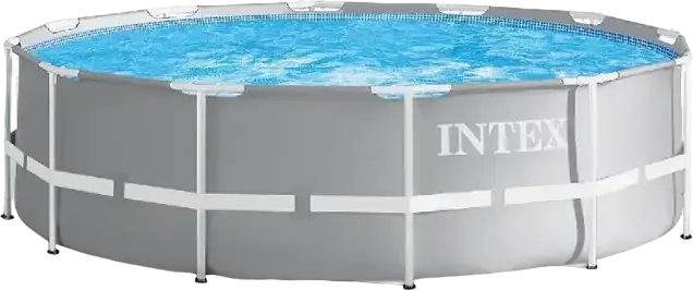 Intex Prism Frame 26716 Above-Ground Round Pool, 366x99 cm, Galvanized Steel Frame, Super-Tough PVC, includes Filter Pump and Ladder, Grey
