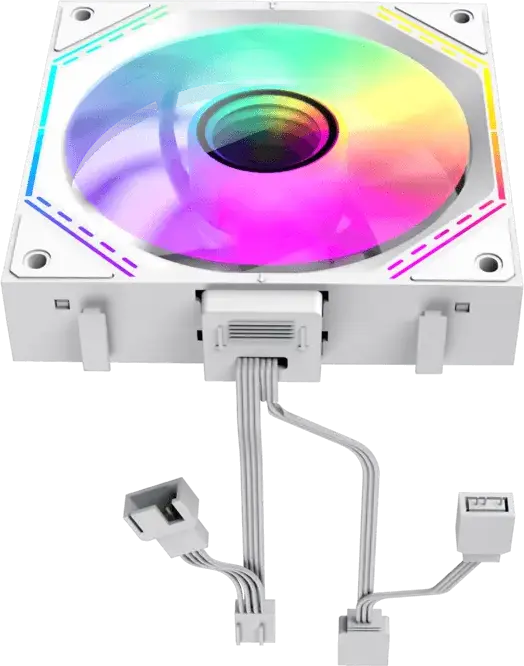 Kit Ventilator Geamana Gamemax FN12A-S3I ARGB, Alb, 120mm PWM cu Rulment Hidraulic, 800-1600 RPM, 49.54 CFM, Infinity Mirror, 3 bucati, Compatibil Aura Sync