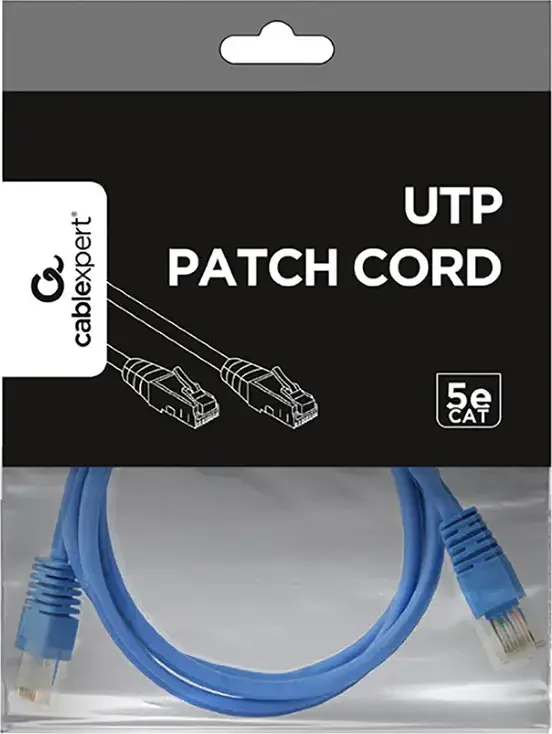 Cablu Patch Cord Cablexpert PP12 CAT5e UTP 1.5m RJ45 cu Contacte Aurite 100 MHz Albastru