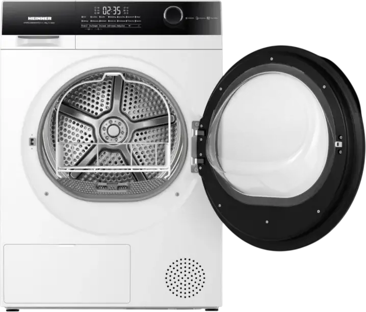 Heinner HHPD-HMK80IVFC+++ Heat Pump Condensation Dryer, 8kg Capacity, Inverter Motor, Energy Class C, 14 Programs, Touch Control, White/Black, 59.5x58x84.5cm
