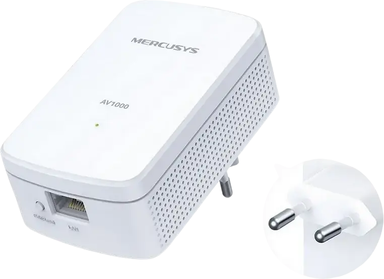 Kit Adaptor Powerline Mercusys MP500 KIT AV2 1000 Mbps Port Gigabit Ethernet Plug & Play pentru Streaming 4K Alb