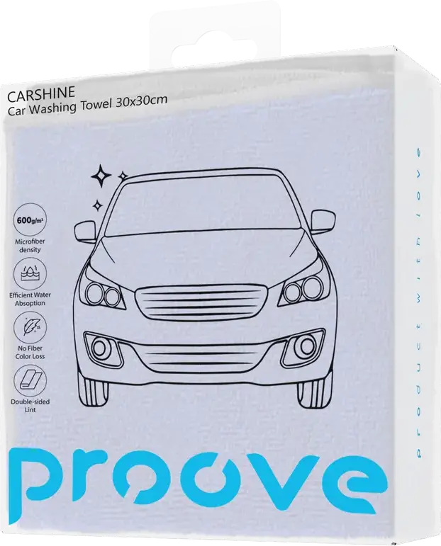 Proove Carshine Microfiber Car Washing Towel, 600 g/m² High Absorbency Detailing Cloth, 40 x 60 cm, Polyester and Cotton for Car Interior and Exterior