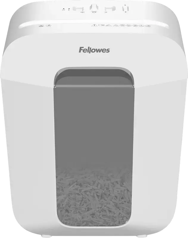 Шредер Fellowes Powershred LX50, перекрестная резка, уровень секретности P-4, мощность 9 листов, корзина 17 л, для бумаги, скоб и пластиковых карт, белый