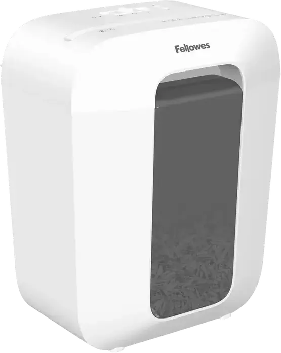 Шредер Fellowes Powershred LX50, перекрестная резка, уровень секретности P-4, мощность 9 листов, корзина 17 л, для бумаги, скоб и пластиковых карт, белый