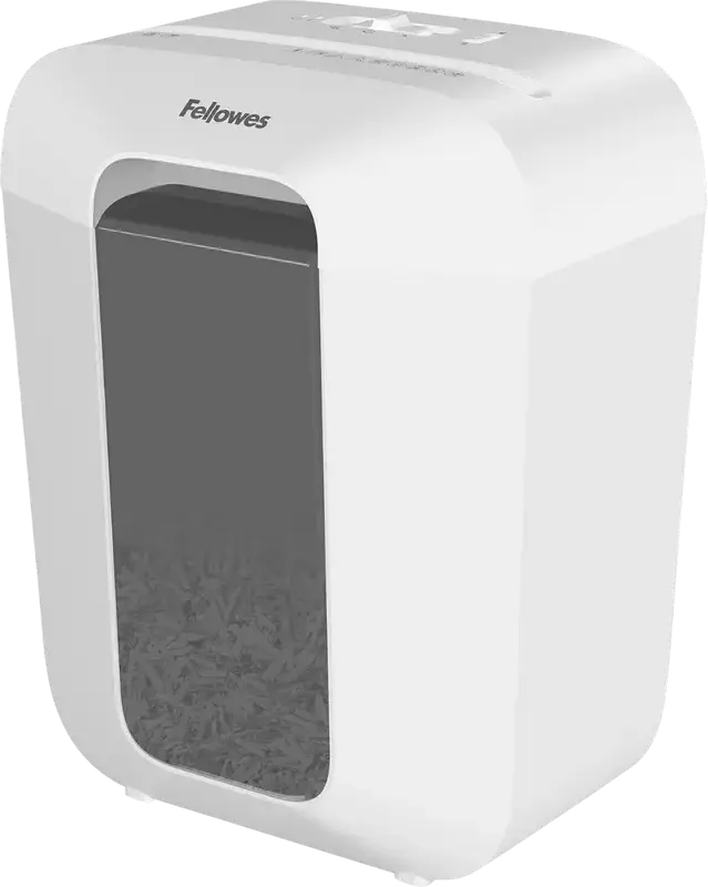 Шредер Fellowes Powershred LX50, перекрестная резка, уровень секретности P-4, мощность 9 листов, корзина 17 л, для бумаги, скоб и пластиковых карт, белый
