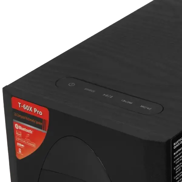 F&D T-60X PRO 2.0 CH Floor-standing Audio System, 3-Way Speakers, 140W RMS, Bluetooth 5.0, NFC, Optical Input, FM Radio, USB, SD Card, LED Display, Black